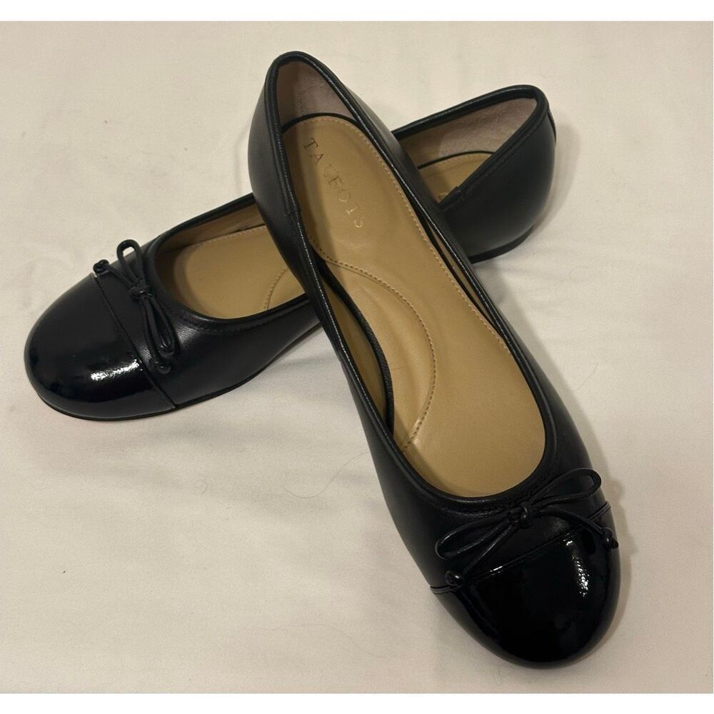 TALBOTS BLAIR CAP TOE NAPPA GENUINE LEATHER BALLET FLATS IN BLACK SIZE 7 new - Picture 3 of 16